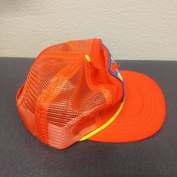 Vintage Made In USA Hat SnapBack Cap Bright Orange - Picture 3 of 8